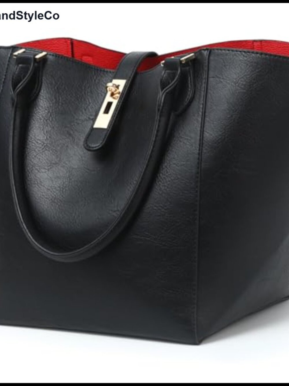 Large PU Leather Work Tote Bag for Women Bucket Shoulder Handbag